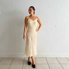 Load image into Gallery viewer, Vintage 1930s yellow silk appliqué slip dress