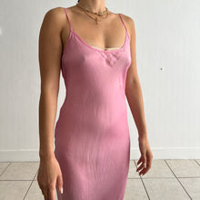 Load image into Gallery viewer, Vintage 90s viscose Barbie pink slip dress