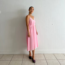Load image into Gallery viewer, Vintage 1950s pink print rayon lace slip dress