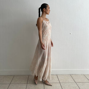 Vintage 1990s white floral sheer slip dress
