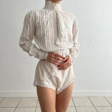 Load image into Gallery viewer, Antique Victorian high neck cotton blouse