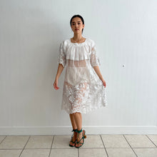 Load image into Gallery viewer, Antique 1920s cotton and lace sheer dress