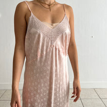 Load image into Gallery viewer, Vintage 1930s light pink floral print and lace slip dress