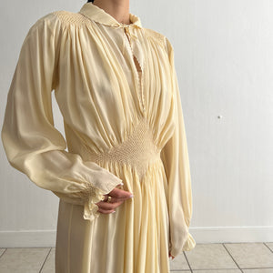 Vintage 1930s yellow silk dress long sleeves