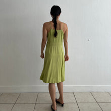 Load image into Gallery viewer, Vintage 40s cotton and lace green dyed slip dress