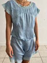 Load image into Gallery viewer, Vintage 1930s satin blue summer pajamas