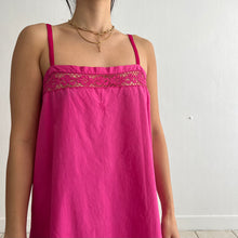 Load image into Gallery viewer, Antique 20s fuchsia hand dyed cotton lace dress L/XL