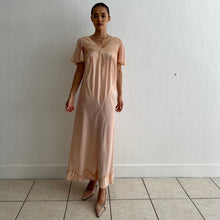 Load image into Gallery viewer, Antique 1930s salmon pink silk and lace dress