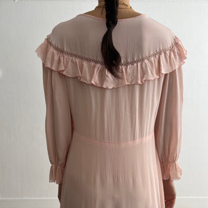 Vintage 1940s pink rayon dress