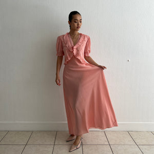 Vintage 1930s pink silk dress