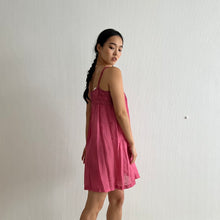 Load image into Gallery viewer, Antique 20s cotton and lace pink dyed mini dress