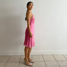 Load image into Gallery viewer, Vintage 1940s hand dyed fuschia silk slip dress