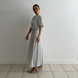 Vintage 1930s sky blue silk dress smocked