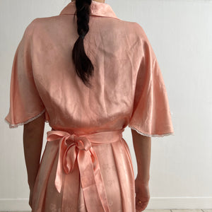 Vintage 1930s satin peach dress and jacket set