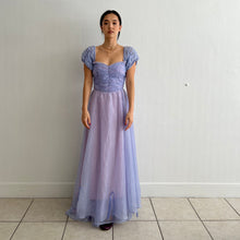 Load image into Gallery viewer, Vintage 1970s fairy tale purple and pink chiffon dress