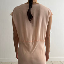 Load image into Gallery viewer, Vintage 1930s silk peach ruffled dress