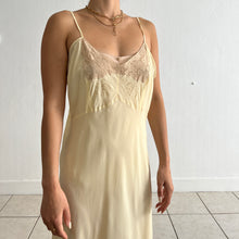 Load image into Gallery viewer, Vintage 1930s yellow silk and lace slip dress