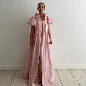 Vintage 1950s pink glamorous robe puffed sleeves