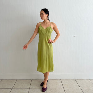 Vintage 30s silk avocado dyed slip dress