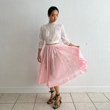 Load image into Gallery viewer, Vintage 1950s pink sheer hand embroidered skirt