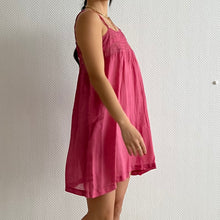 Load image into Gallery viewer, Antique 20s cotton and lace pink dyed mini dress