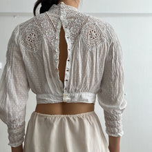 Load image into Gallery viewer, Antique Victorian white cotton lace blouse