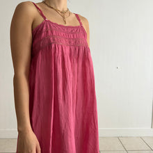 Load image into Gallery viewer, Antique 20s cotton and lace pink dyed mini dress