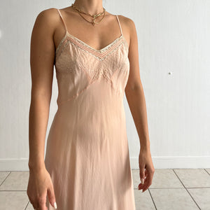 Vintage 1930s peach silk slip dress