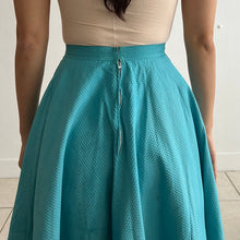 Load image into Gallery viewer, Vintage 50s textured cotton azure hand dyed skirt