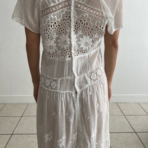 Antique 1920s hand embroidered cotton voile dress