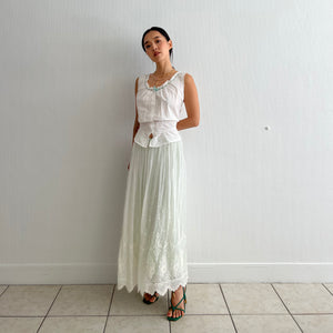 Edwardian green and white skirt