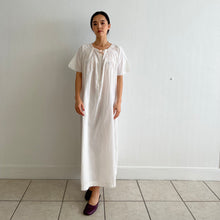 Load image into Gallery viewer, Antique white cotton dress with pink ribbon