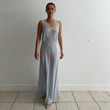 Load image into Gallery viewer, Vintage 1930s light blue silk and lace dress