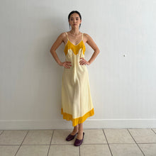 Load image into Gallery viewer, Vintage 30s rayon lace slip lemon tangerine hand dyed dress