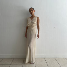 Load image into Gallery viewer, Vintage 1930s cream silk appliqué smocked