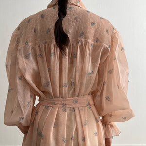 Vintage 1950s pink floral gown