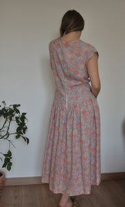 Vintage 60s does 20s floral low waist dress