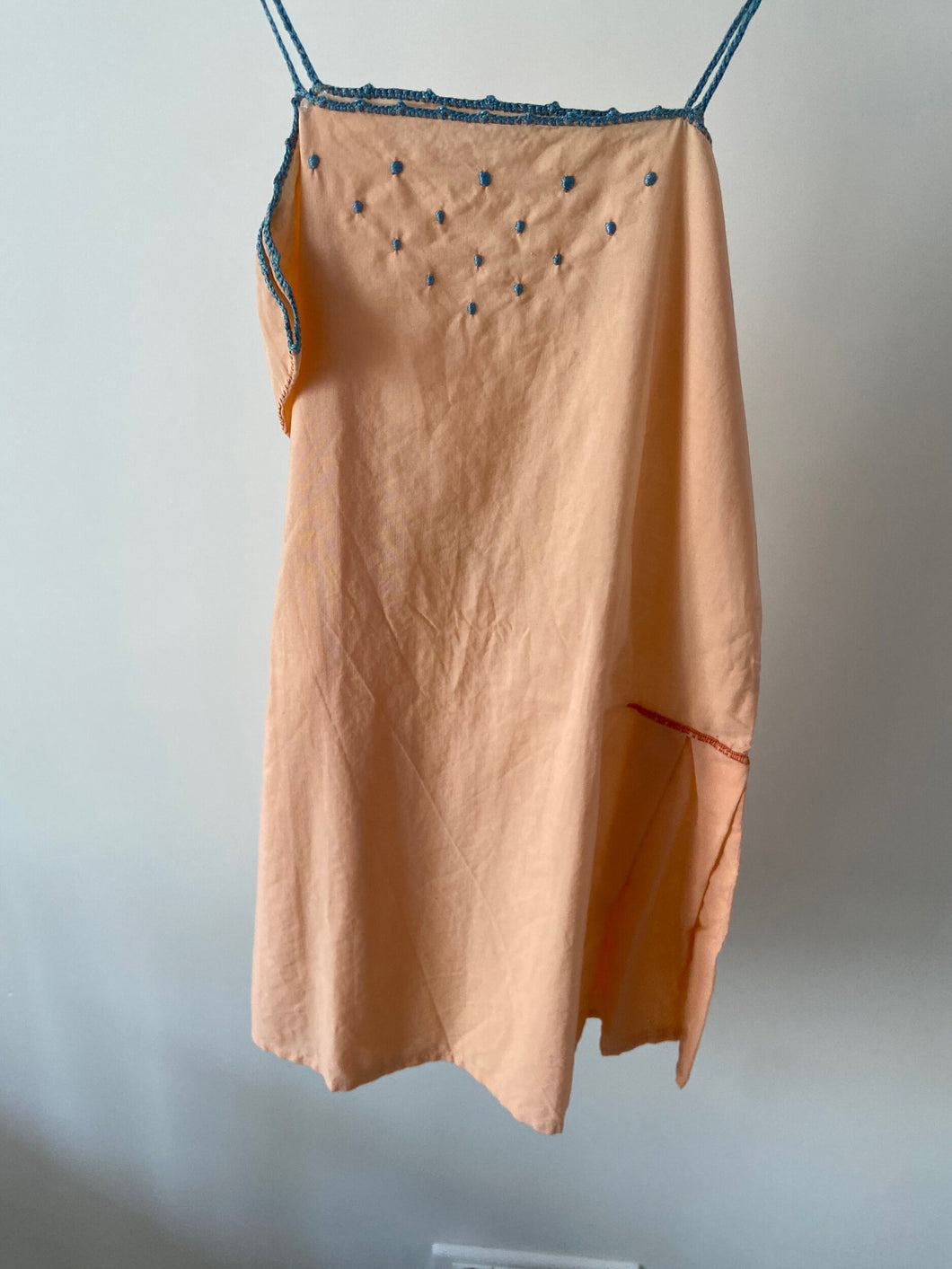 Antique 20s peach cotton flapper dress