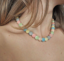 Load image into Gallery viewer, Vintage colorful pumice stone collar necklace in pastel colors