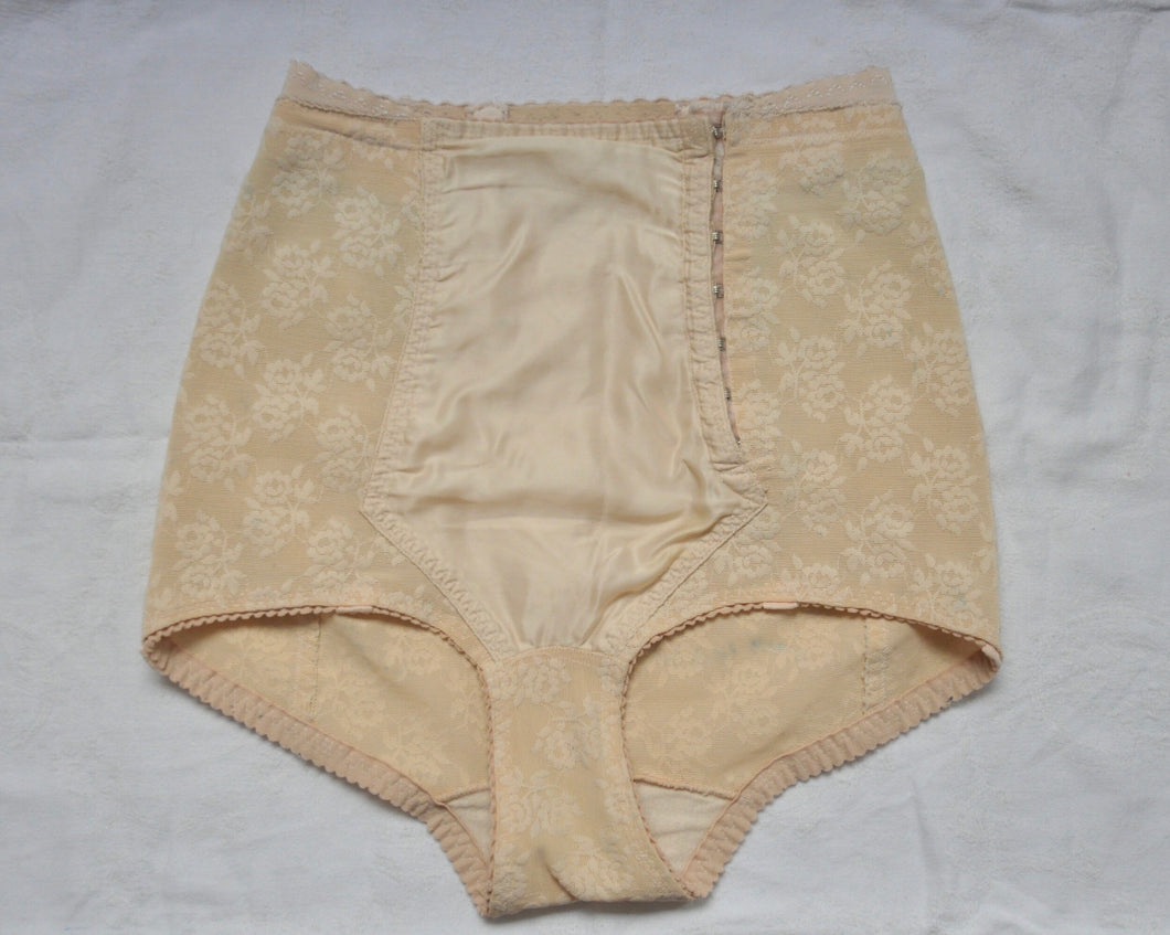 50s vintage lingerie panties floral satin nude color