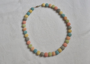 Vintage colorful pumice stone collar necklace in pastel colors