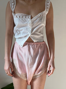 Vintage 1930s satin pink blush lace knickers