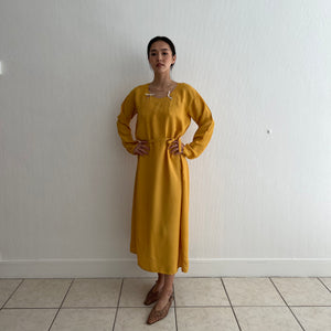 Vintage 1930s hand dyed mustard dress