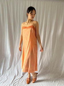 Antique 1920s silk and lace orange dyed dress