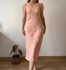 Vintage 30s pink peach silk slip dress