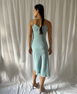 1930s blue silk slip lace