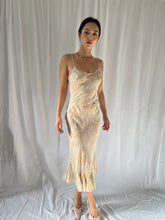 Load image into Gallery viewer, Vintage 90s sheer silk chiffon ruffled  dress