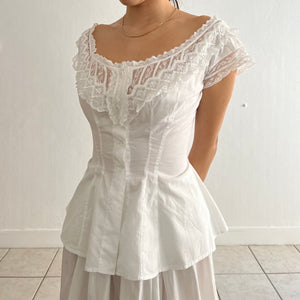 Antique Victorian white cotton lace blouse
