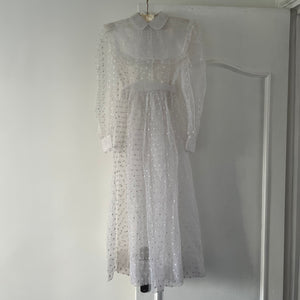 Antique white organza heart embroidery pattern dress