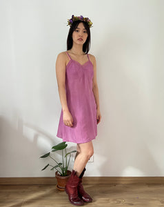Vintage 1930s reworked hand dyed orchid silk slip